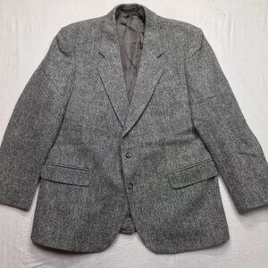 ALEXANDRE London Harris Tweed Sport Coat Men 44 Gray Vintage Hand Woven